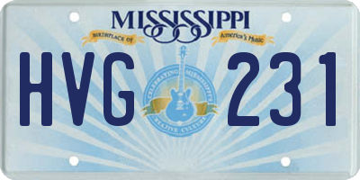 MS license plate HVG231