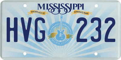 MS license plate HVG232