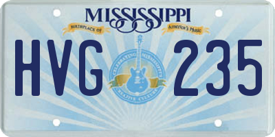 MS license plate HVG235