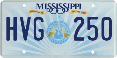 MS license plate HVG250