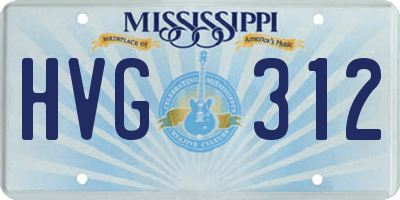 MS license plate HVG312
