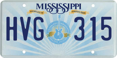 MS license plate HVG315