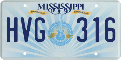 MS license plate HVG316