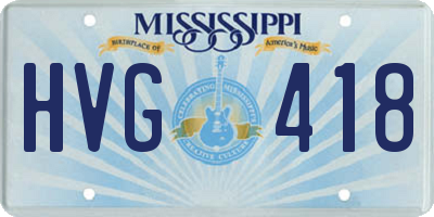 MS license plate HVG418