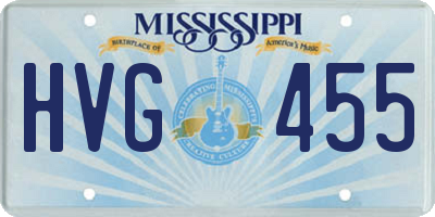 MS license plate HVG455