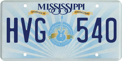 MS license plate HVG540
