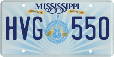 MS license plate HVG550