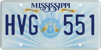 MS license plate HVG551