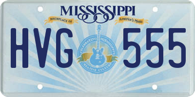 MS license plate HVG555