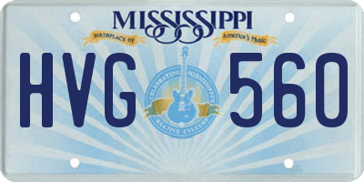 MS license plate HVG560