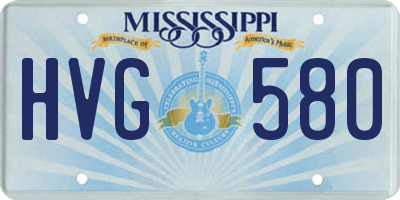 MS license plate HVG580