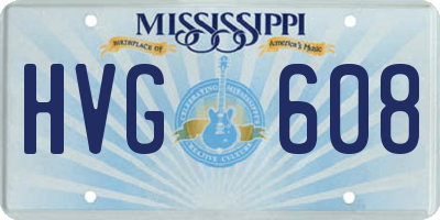 MS license plate HVG608