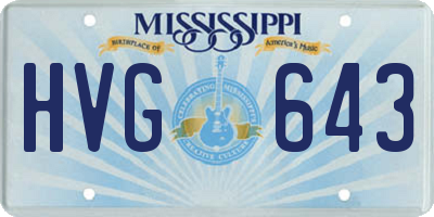 MS license plate HVG643