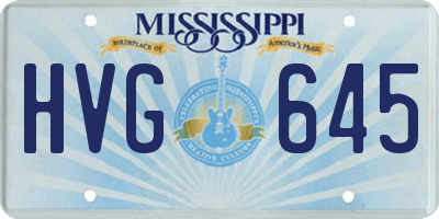 MS license plate HVG645