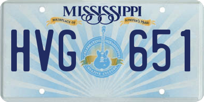 MS license plate HVG651