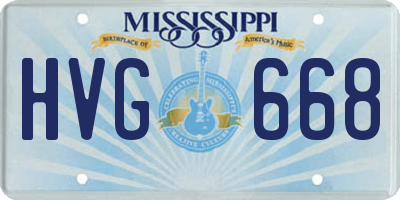 MS license plate HVG668