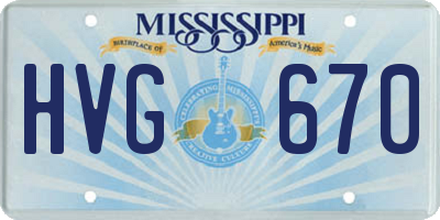 MS license plate HVG670