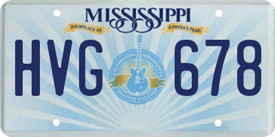 MS license plate HVG678