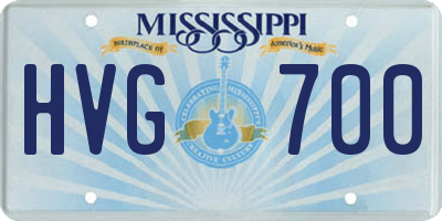 MS license plate HVG700