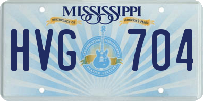 MS license plate HVG704