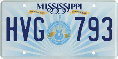 MS license plate HVG793