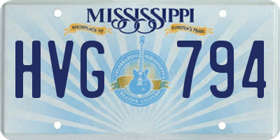 MS license plate HVG794