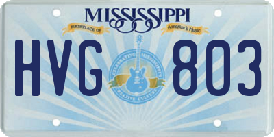 MS license plate HVG803