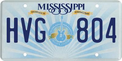 MS license plate HVG804