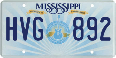 MS license plate HVG892