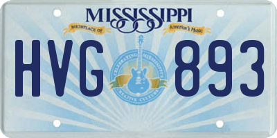 MS license plate HVG893