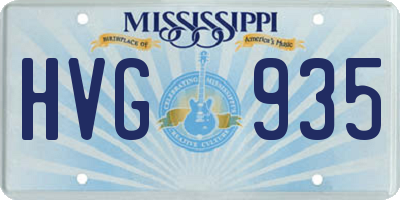 MS license plate HVG935