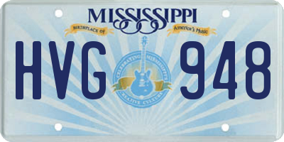 MS license plate HVG948