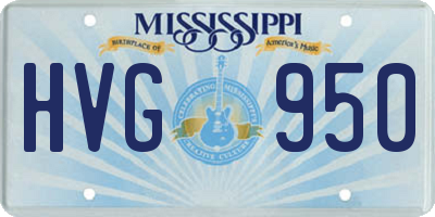 MS license plate HVG950