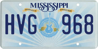 MS license plate HVG968