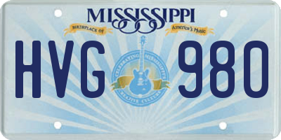 MS license plate HVG980