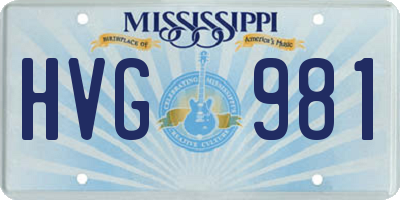 MS license plate HVG981