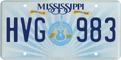 MS license plate HVG983