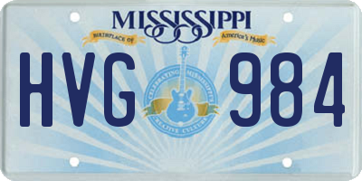 MS license plate HVG984