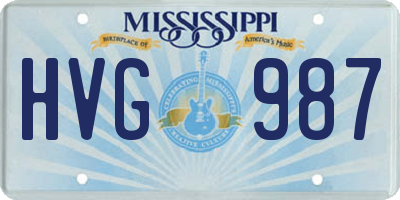 MS license plate HVG987