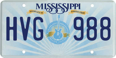 MS license plate HVG988