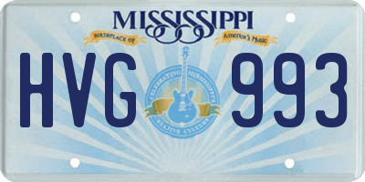MS license plate HVG993