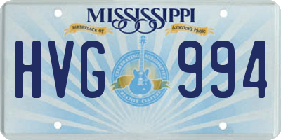 MS license plate HVG994