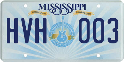 MS license plate HVH003