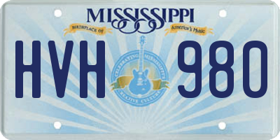 MS license plate HVH980