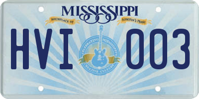 MS license plate HVI003