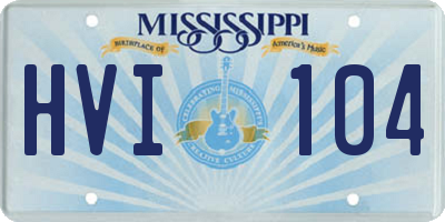 MS license plate HVI104