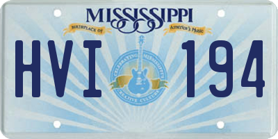 MS license plate HVI194