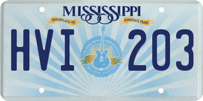 MS license plate HVI203