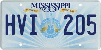 MS license plate HVI205