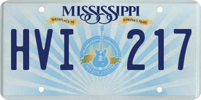 MS license plate HVI217